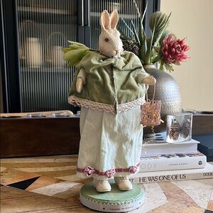 Charming Rabbit Figurine with Green Cape
